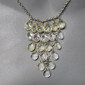 Elegant Waterfall Teardrop Necklace with Clear And Yellow Beads, Costume Jewelry